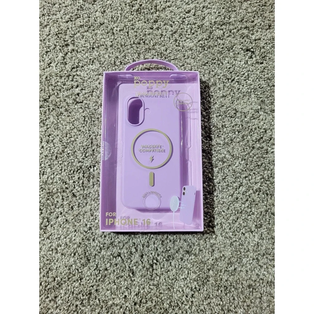 XO Poppy iPhone 16 Magsafe Protective Silicone Cellphone Case Dragonfruit Purple